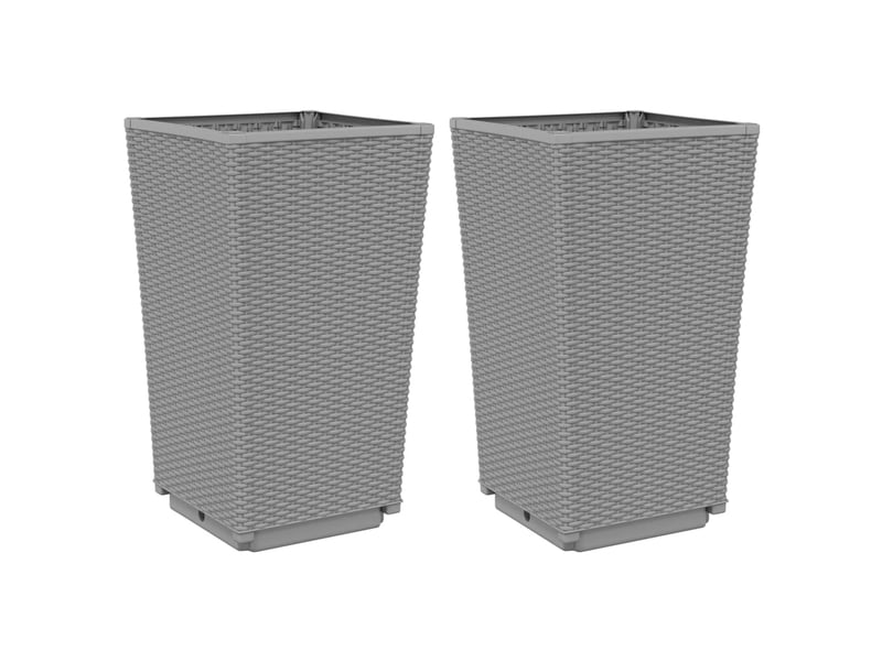  Jardinière - bac à fleurss 2 pcs gris clair 32,5x32,5x57 cm polypropylène  - Conforama A
