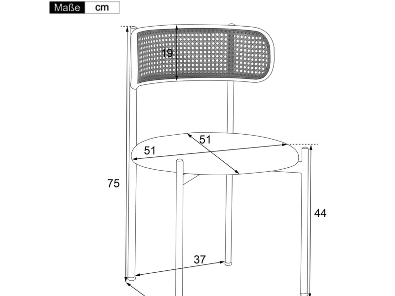  Lot de 4 chaises de salle à manger en velours vert avec dossier en rotin et pieds en métal  - Conforama E
