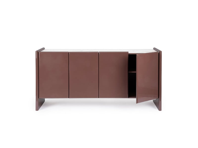  Buffet design 4 portes marron brique laqué 170 cm emeralda  - Conforama E