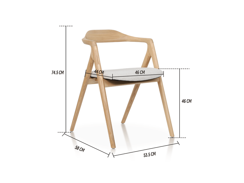 Lot de 2 chaises de salle à manger 53,5 x 58 x 74,5 cm – naturel et blanc cassé – accoudoirs intégrés - Conforama C