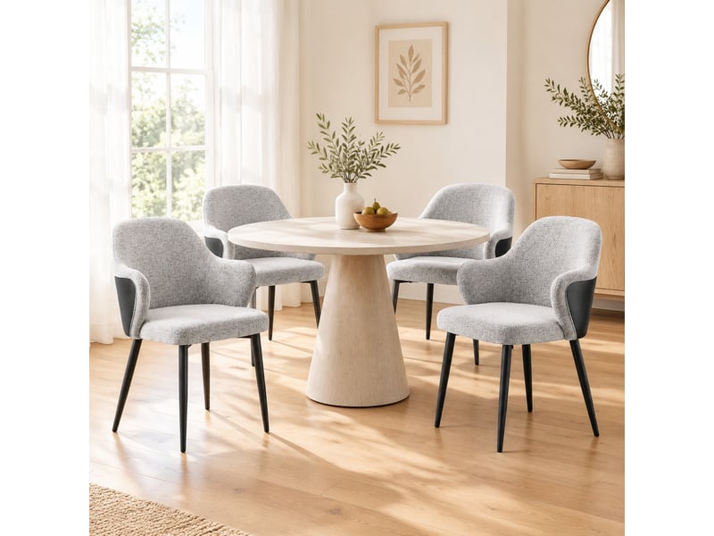  Lot de 2 chaises de salle à manger tissu gris et noir evryae  - Conforama C