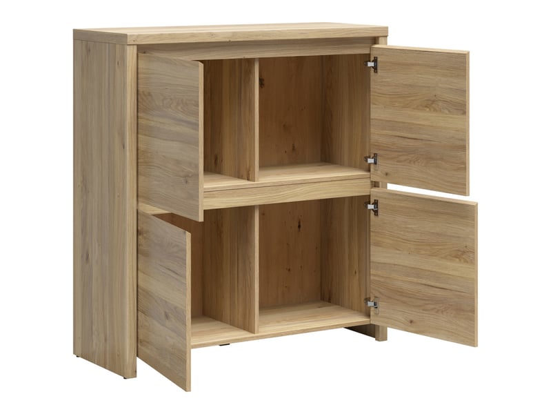  Buffet haut meuble de rangement 4 portes coloris chêne mauvella - longueur 105 x profondeur 40,5 x hauteur 112,5 cm  - Conforama C