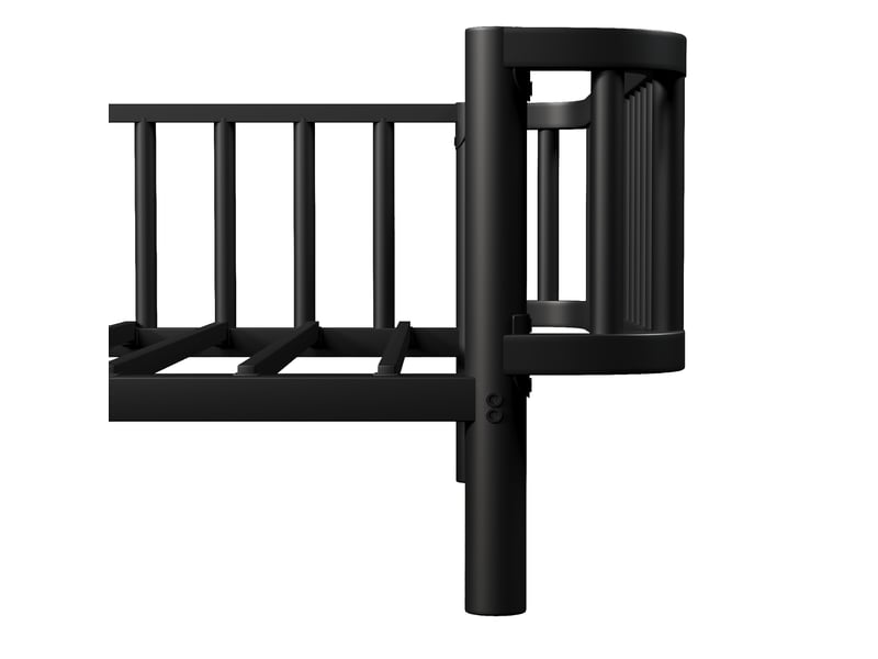  Lit banquette 140x200 cm en métal noir, cadre acier et sommier à lattes renforcées robustes, sans matelas  - Conforama D