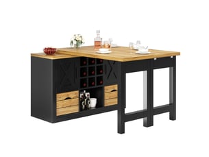 Buffet de cuisine modenvie extensible 120-197 x 40 x 72 cm pivotant 360° mdf noir