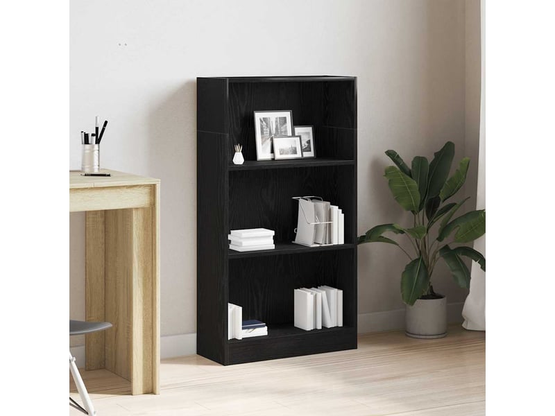 Bibliothèque, meuble de rangement salon en chêne noir 60 x 24 x 109 cm bois d'ingénierie - Conforama B
