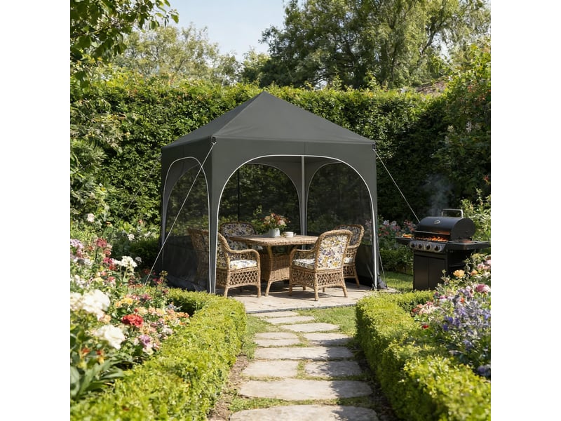 Gazebo extérieur pliable, tente événementielle, pavillon de jardin, abri terrasse élégant  - Conforama E