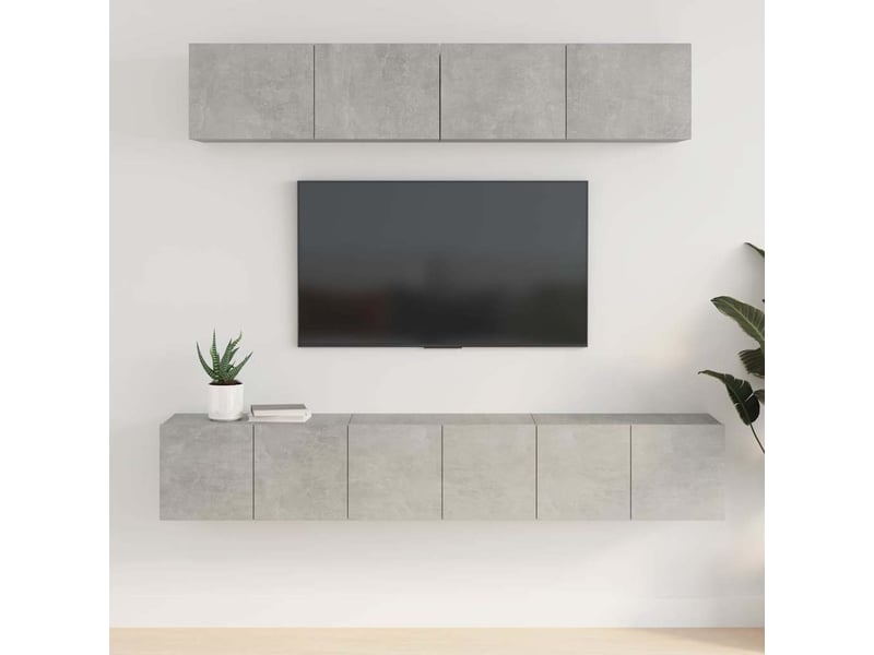  Ensemble de meubles tv 5 pcs gris béton bois d'ingénierie shl44837  - Conforama B