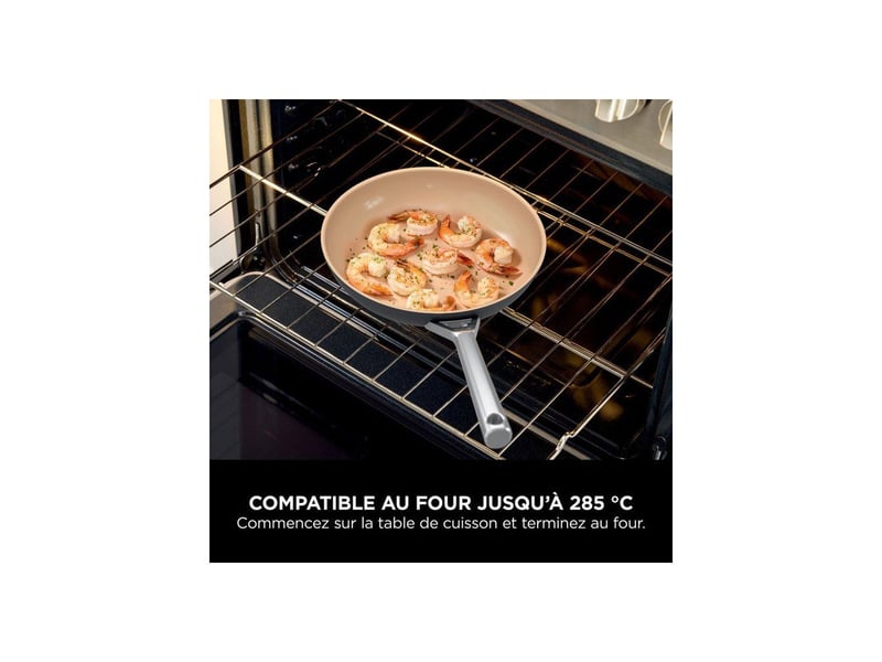  Coffret de cuisson 5 pieces ceramiclock céramique antiadhésif, 2 poeles 24 28 cm et 3 casseroles 16 18 20 cm avec couvercles NIN0622356332262 - Conforama E