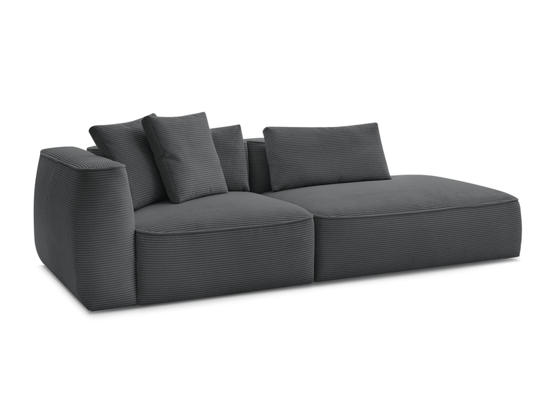  Bobochic canapé droit fixe 3 places leopold velours côtelé gris foncé  accoudoir gauche LEOPOLD - Conforama A