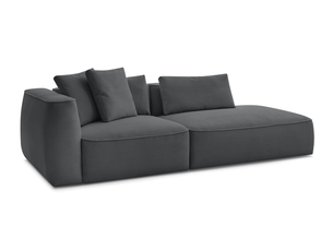 Canapé droit fixe BOBOCHIC LEOPOLD 3 places Velours gris