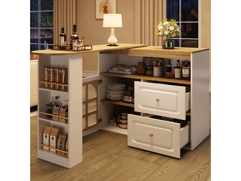  Bar blanc - 204cm table de bar blanc - Conforama E