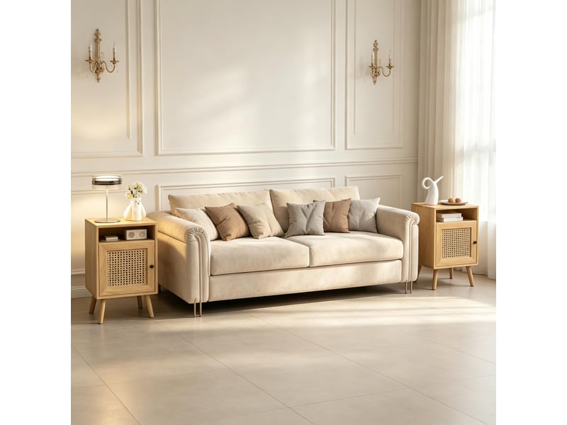 Table de chevet - ensemble élégant de 2 tables d'appoint, tables de chevet pratiques, buffets compacts (uniquement, naturel  - Conforama A