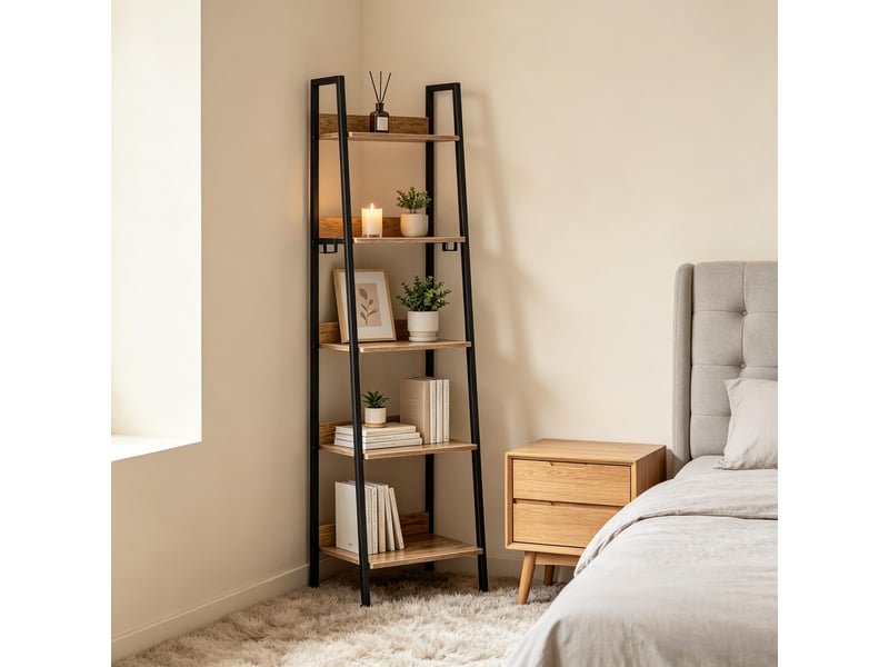 Bibliothèque escalier ouverte, étagère de rangement polyvalente pour salle de bain et salon - Conforama D