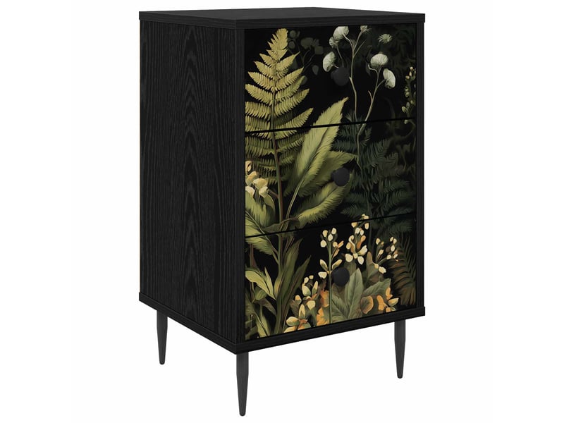 Table de chevet - cabinet de chevet - table de nuit rhenen chêne noir 36 x 33 x 61 cm  - Conforama A