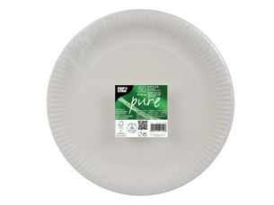 Papstar assiettes en cartonassiettes jetables blanc, rond (50 pièces) en 100% carton de fibres vierges diamètre 29 cm, certifié fsc, qualité alimentaire, # 11740