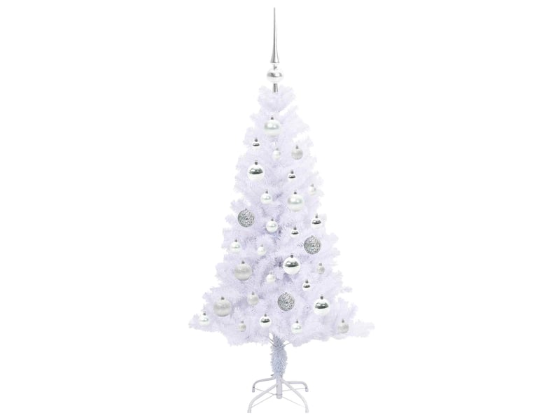  Sapin de noël - arbre de noël artificiel avec 150 led blanc 120 cm pvc et acier  - Conforama D