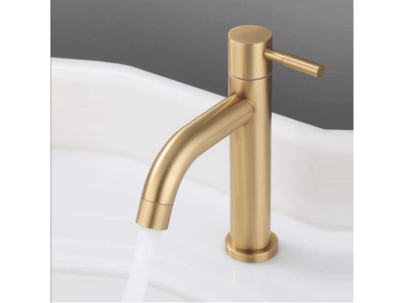 Robinet de lavabo, robinet de lavabo à levier unique en laiton froid monotrou, or brossé - Conforama C