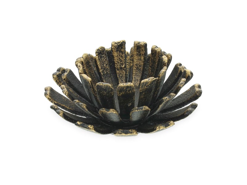  Lot de 2 bougeoirs en forme de fleur pour décoration jardin extérieur ambiance zen 6 x 13,5 cm en fonte noir 13_0012197  - Conforama A