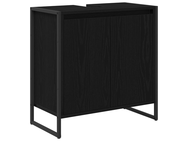  Cabinet de salle de bain, meuble de rangement chêne noir 60x30x60 cm  - Conforama A