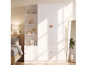 Armoire 2 porte(s) battante  2 tiroir(s) <strong>MAISENTIEL</strong> <strong></strong> coloris blanc largeur 135 cm