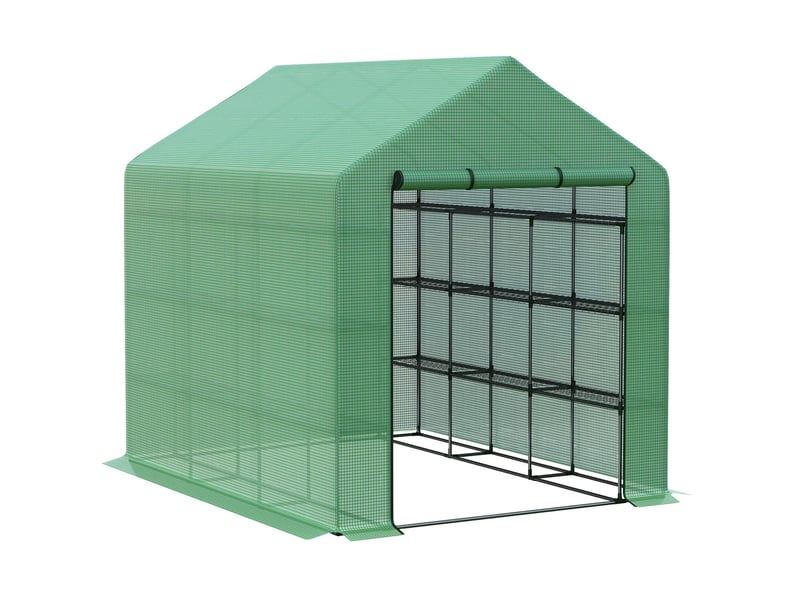 Serre 244x180x210 cm 8 niveaux métal vert  - Conforama A