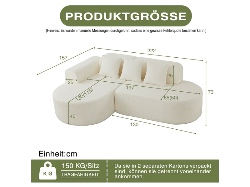  Canapé beige en chenille, forme arrondie douce, style wabi-sabi, tissu chenille crème résistant, style moderne  - Conforama B