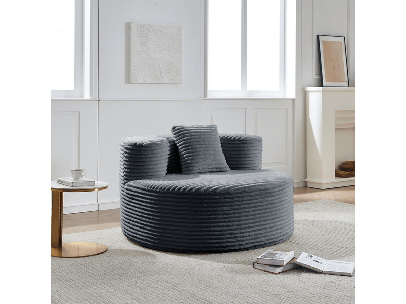  Fauteuil poire 112x105x59 cm, compressé, en flanelle coloris gris foncé  - Conforama B