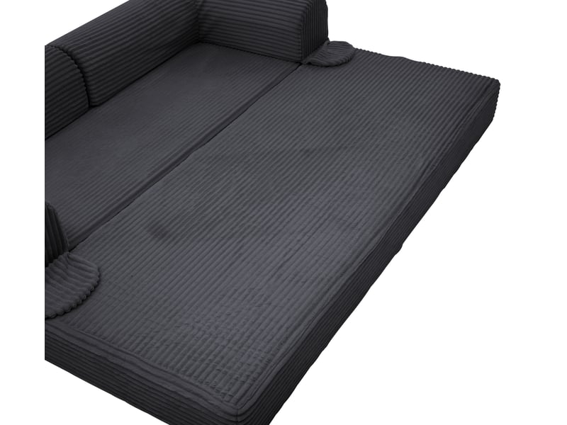  Canapé droit 2 places noir - canapé lit convertible avec rangement intégré et tissu côtelé  - Conforama E