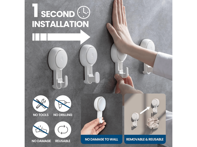  Crochet à ventouse pour salle de bain, sans perçage, étanche et amovible, convient pour de et cuisine, blanc XLH-LJY-000205JY - Conforama B