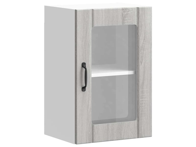 Meuble de rangement, armoire murale de cuisine avec porte en verre lucca sonoma gris - Conforama A