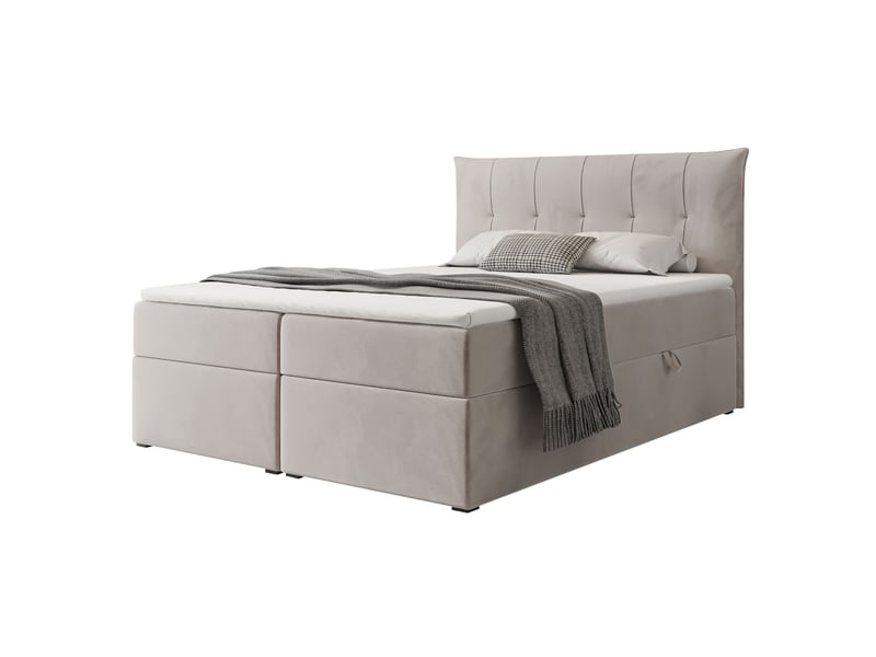  Lit coffre chester - 160x200 cm - avec matelas et surmatelas - velours dense - gris clair CHESTER - Conforama A