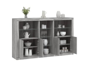 Buffet - bahut - meuble de rangement avec lumières led sonoma gris 162x37x100 cm