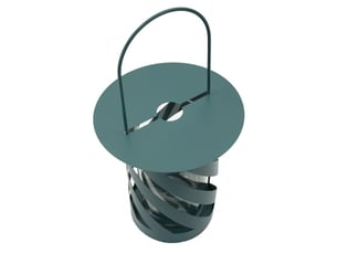 Lanterne saturno twist en métal bleu pétrole et verre, diamètre 23 cm