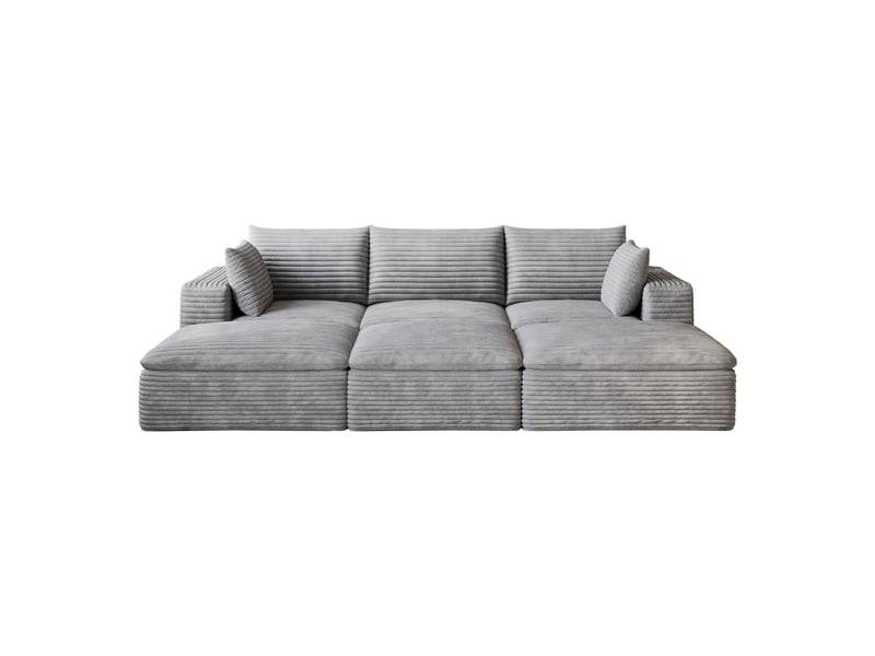  Canapé nuage 260 cm velours côtelé gris foncé 4 places, déhoussable sans montage pour salon  - Conforama B