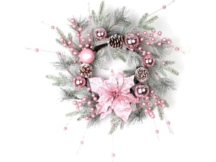 Couronne de noël artificielle 50cm pour porte d'entrée – pommes de pin, nœud et boules, intérieurextérieur