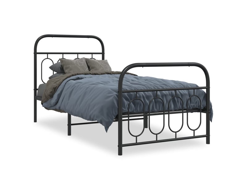  Lit simple- lit adulte -  cadre de lit métal sans matelas avec pied de lit noir 80x200 cm  - Conforama A