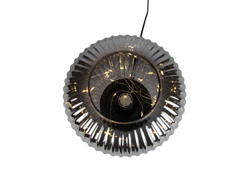  Lampe de table art déco noire avec verre fumé avec cordon lumineux e27 - karel  - Conforama E
