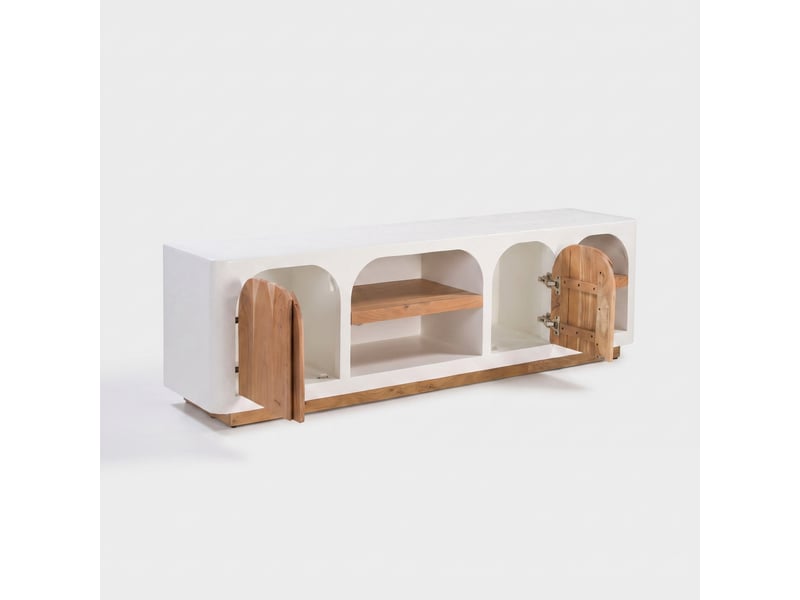 Meuble tv en plâtre blanc cassé 180 cm-fira Fira - Conforama E