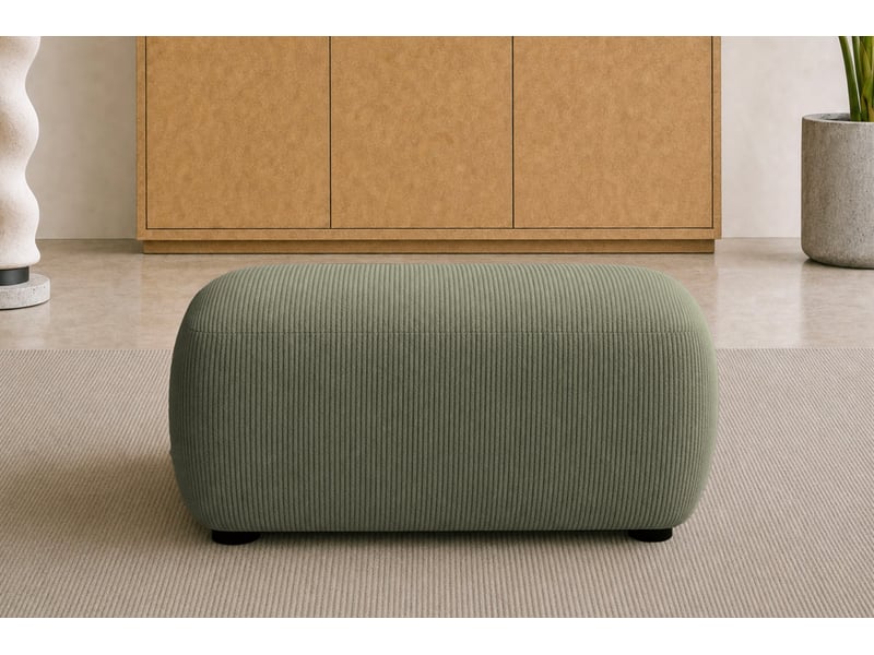  Portofino - pouf en petit velours côtelé vert 105x57x40  - Conforama E