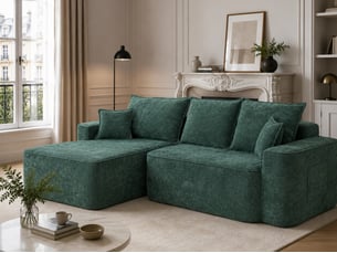 Canapé modulable 3 places chenille vert - convertible méridiennelits de jour - confort mousse haute densité - idéal salon animaux