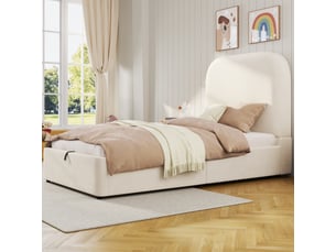 Lit simple 90x200 cm <strong>RAYOFI</strong>  <strong></strong> coloris beige