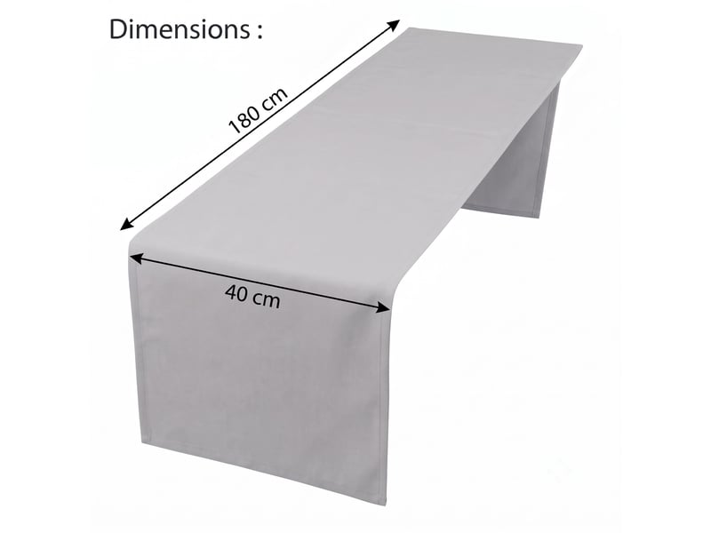  Chemin de table élégant - 40x180 cm - effet lin déperlant et imperméable - gris clair  - Conforama E