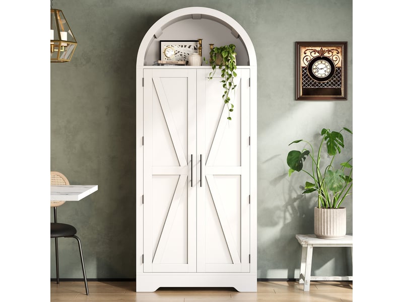  Buffet haut 170x70x35 cm, armoire de rangement cuisine avec portes et partie ouverte supérieure, idéal salle à manger  - Conforama B