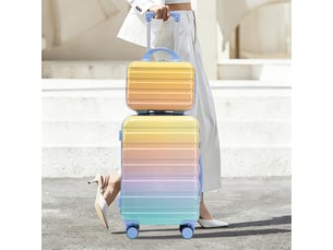 Set de valises rigides,20 pouces et trousse 14 pouces,à serrure à code,pc,jaune