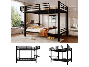 Lit superposé 140x200 cm <strong></strong> <strong>CozyNest</strong> coloris noir