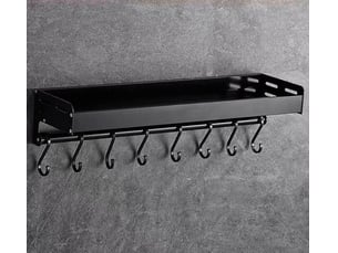 Étagère de cuisine murale sans perçage – porte-épices avec 8 crochets amovibles, 50cm