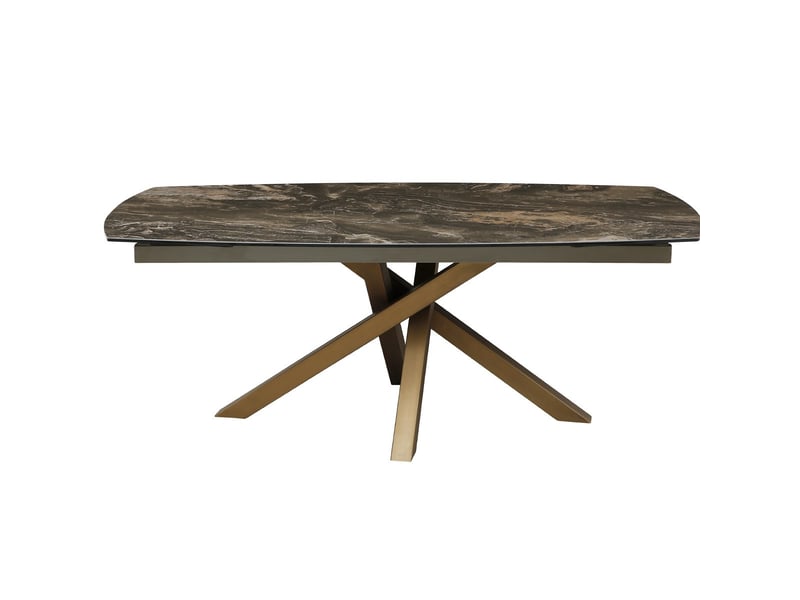  Table à manger ovale extensible 8-10 pers. En céramique effet marbre brun et piètement bronze 180-260x98 cm - murcia Murcia - Conforama A