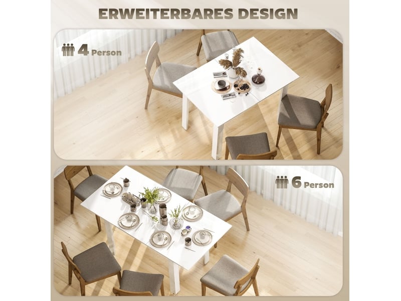 Table extensible pour 4 à 6 personnes avec mécanisme papillon et finition brillante pour salle à manger - Conforama E