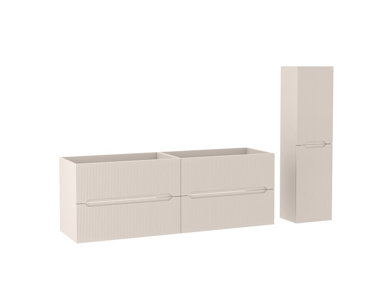  Ensemble double meuble sous vasque et colonne novo l.160 cm cachemire mat  - Conforama A