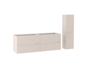 Ensemble double meuble sous vasque et colonne novo l.160 cm cachemire mat